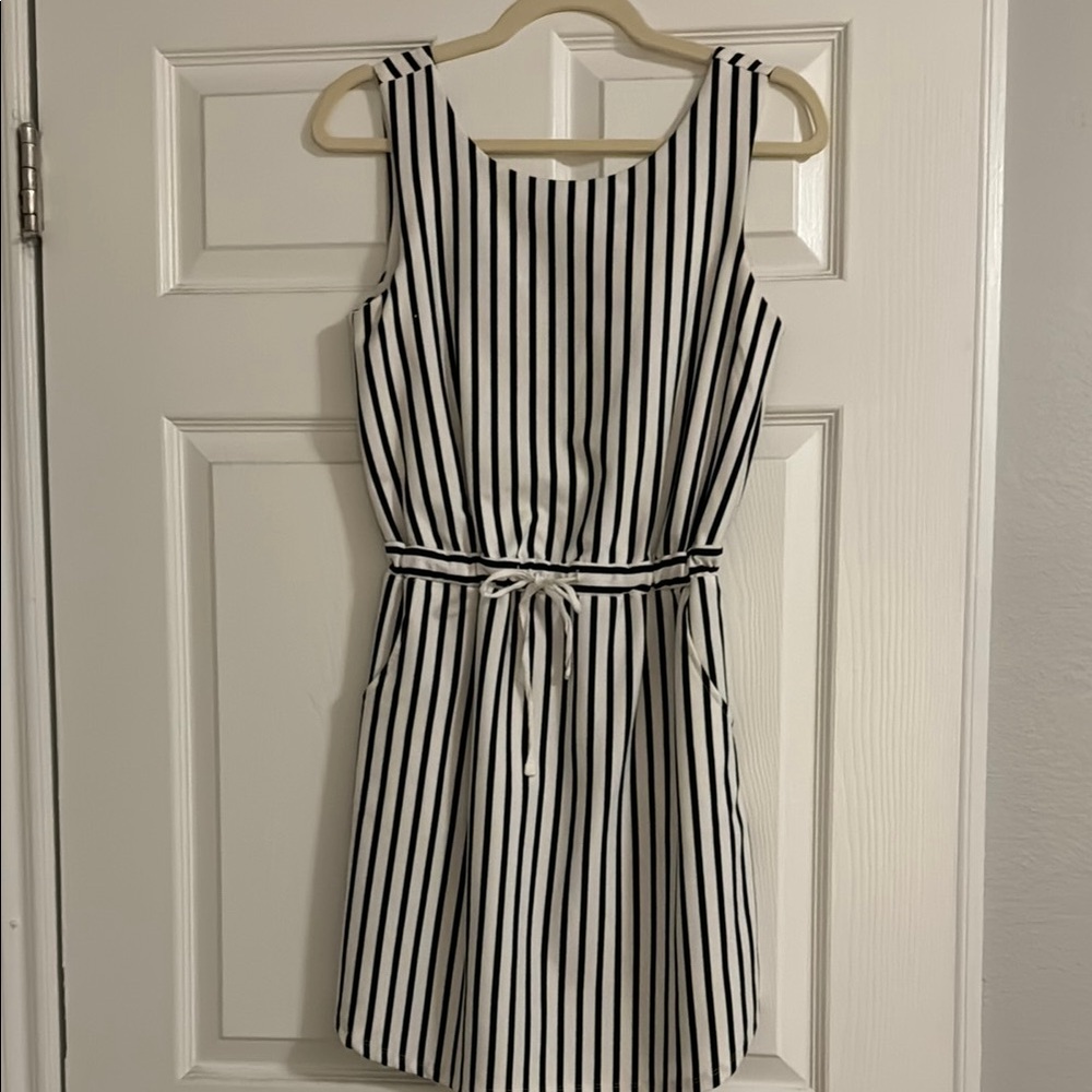 Copper Key Monochrome Striped Dress